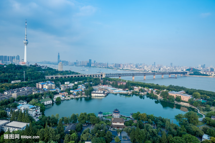 武漢城市風光長江大橋電視塔